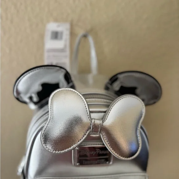 NEW | Loungefly | Silver Minnie Mouse Disney100 Mini Backpack Limited Edition - Picture 6 of 8